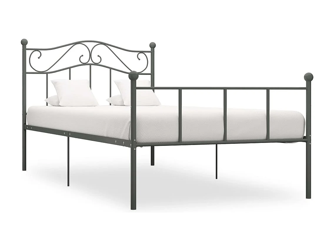 Cadre de lit sans matelas gris métal 90x200 cm