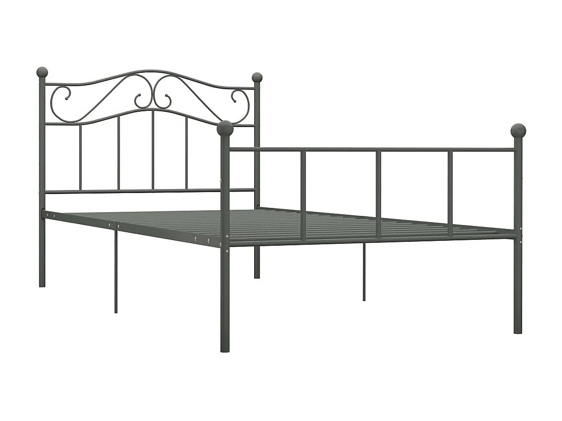 Cadre de lit sans matelas gris métal 90x200 cm