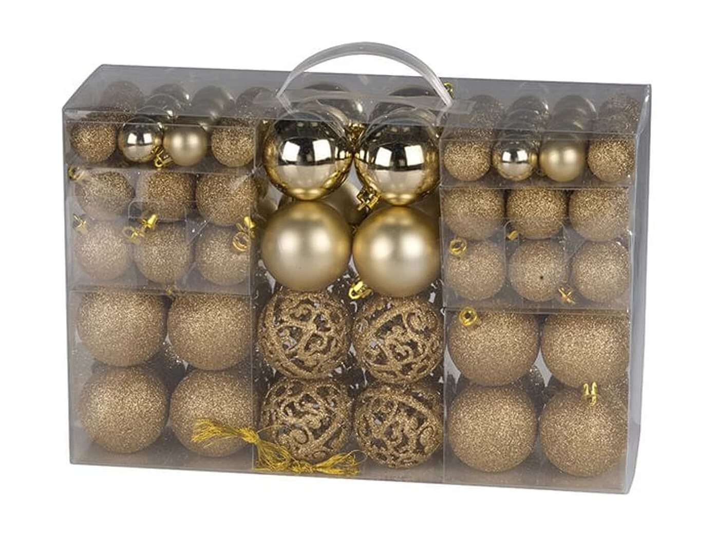 Paquete bolas de Navidad 100 piezas oro