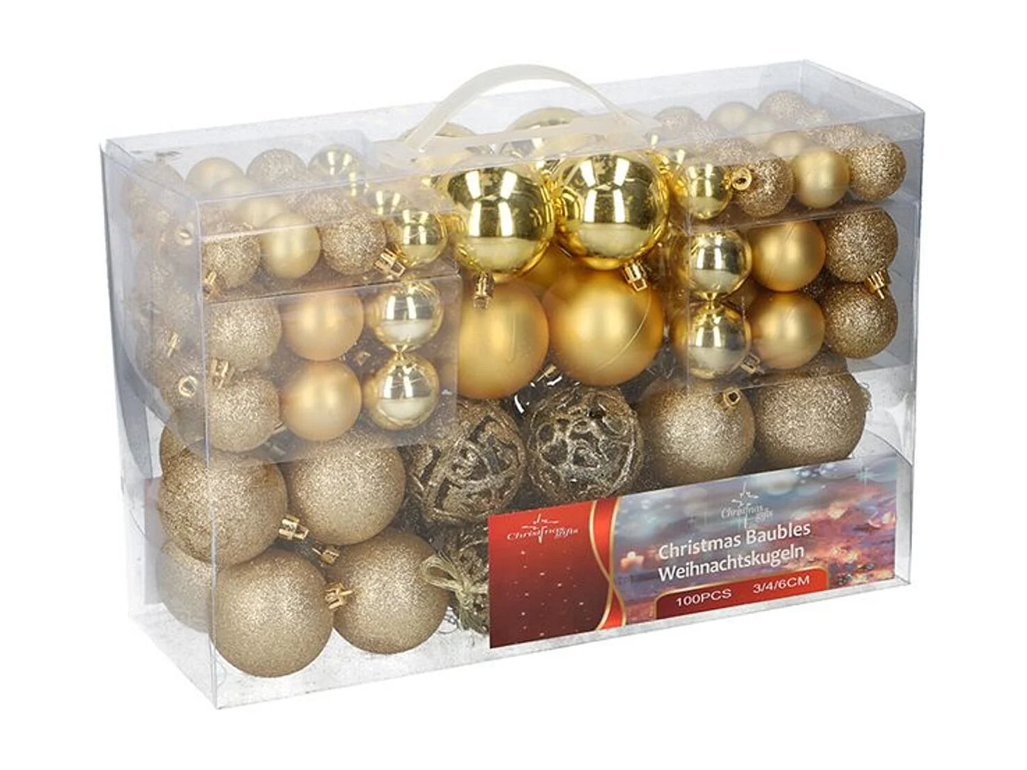Paquete bolas de Navidad 100 piezas oro