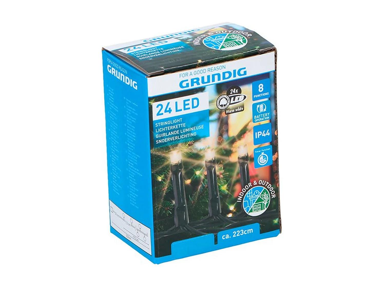 Guirnalda 24 luces LED Grundig 8 funciones 223 cm