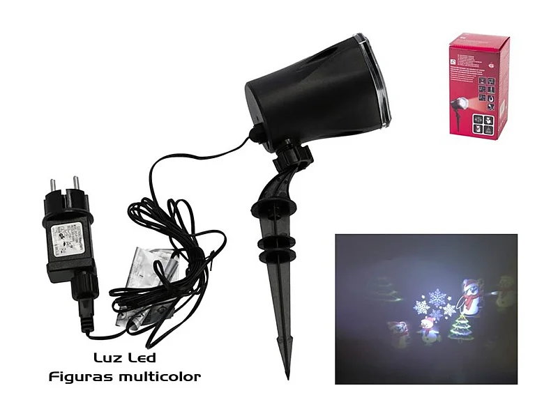 Proyector rotante LED con figuras navideñas 10,5 cm