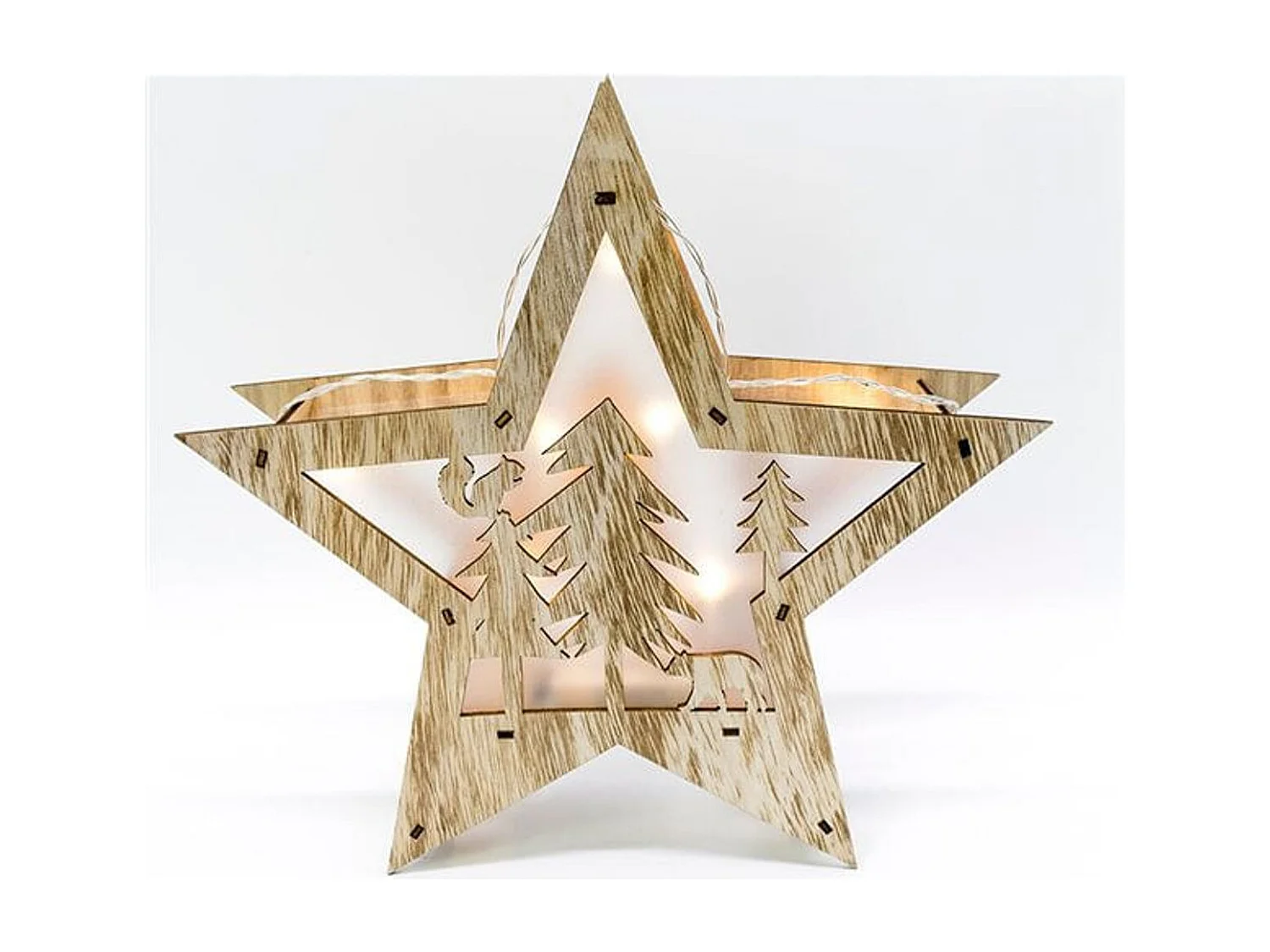 Estrella navideña bosque decorado 7 LED 32x30x6,5 cm