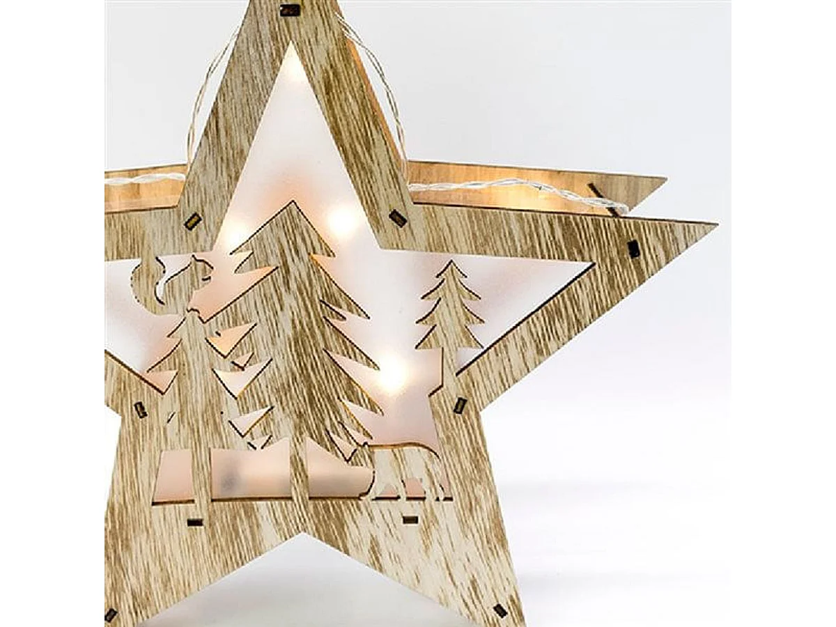 Estrella navideña bosque decorado 7 LED 32x30x6,5 cm