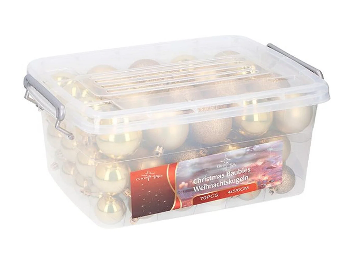 Caja bolas de Navidad 70 piezas Oro