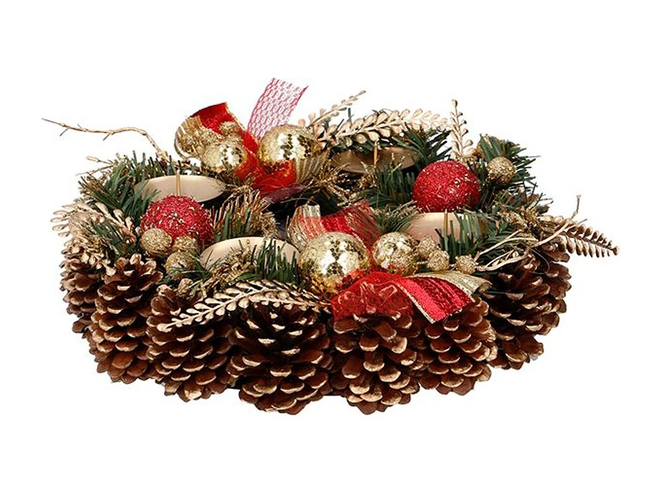 Corona de Adviento portavelas rojo 30 cm