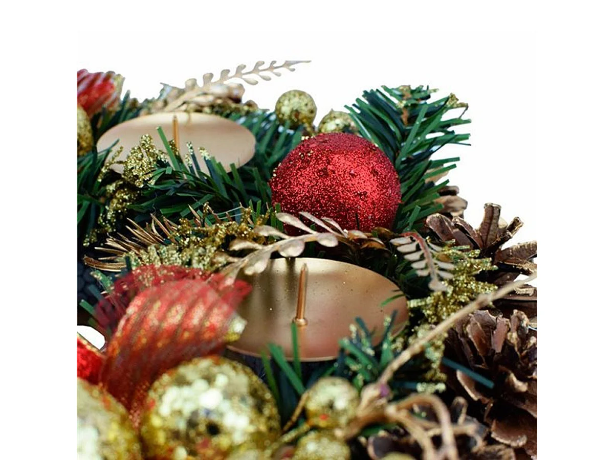 Corona de Adviento portavelas rojo 30 cm