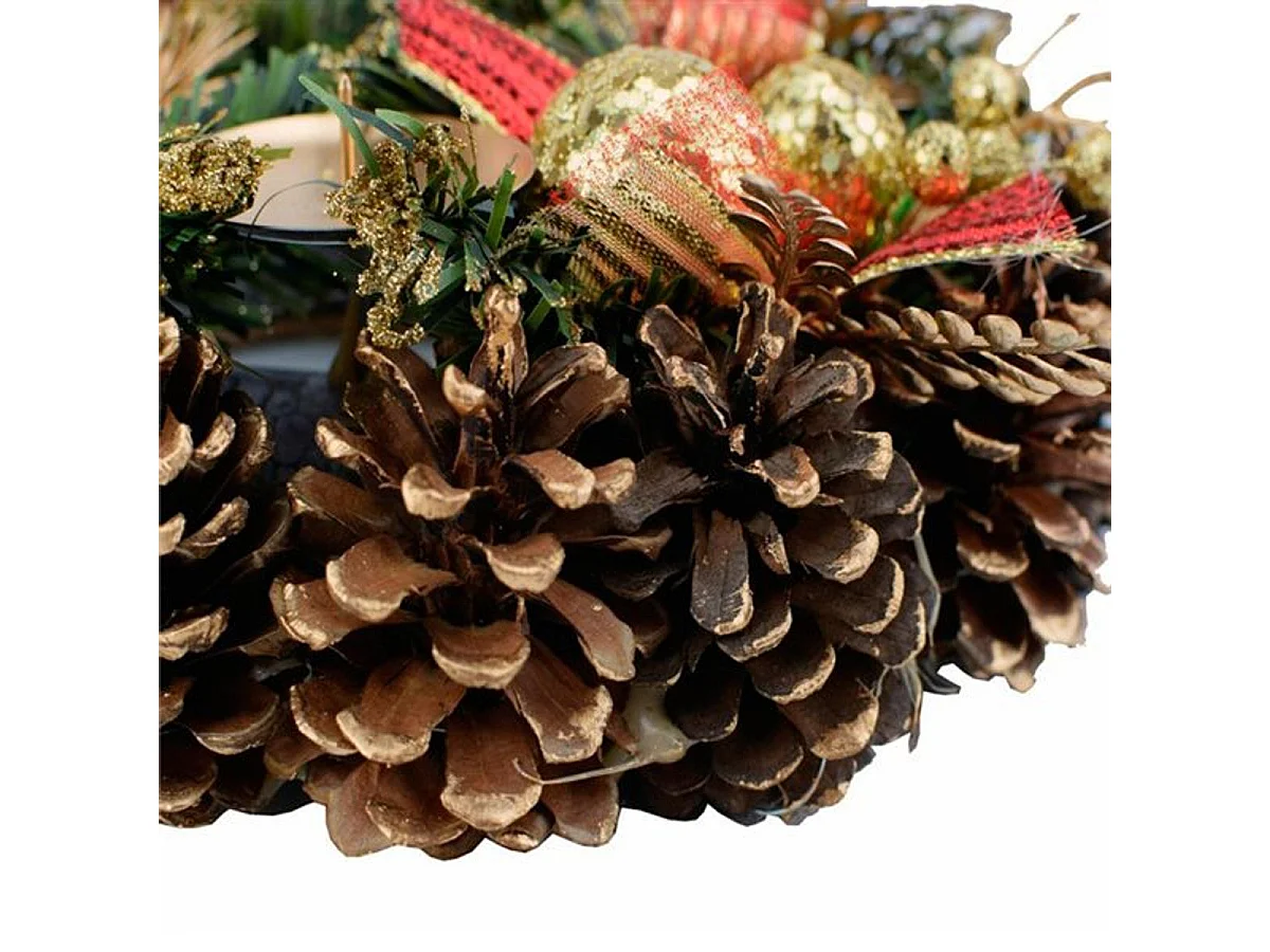 Corona de Adviento portavelas rojo 30 cm