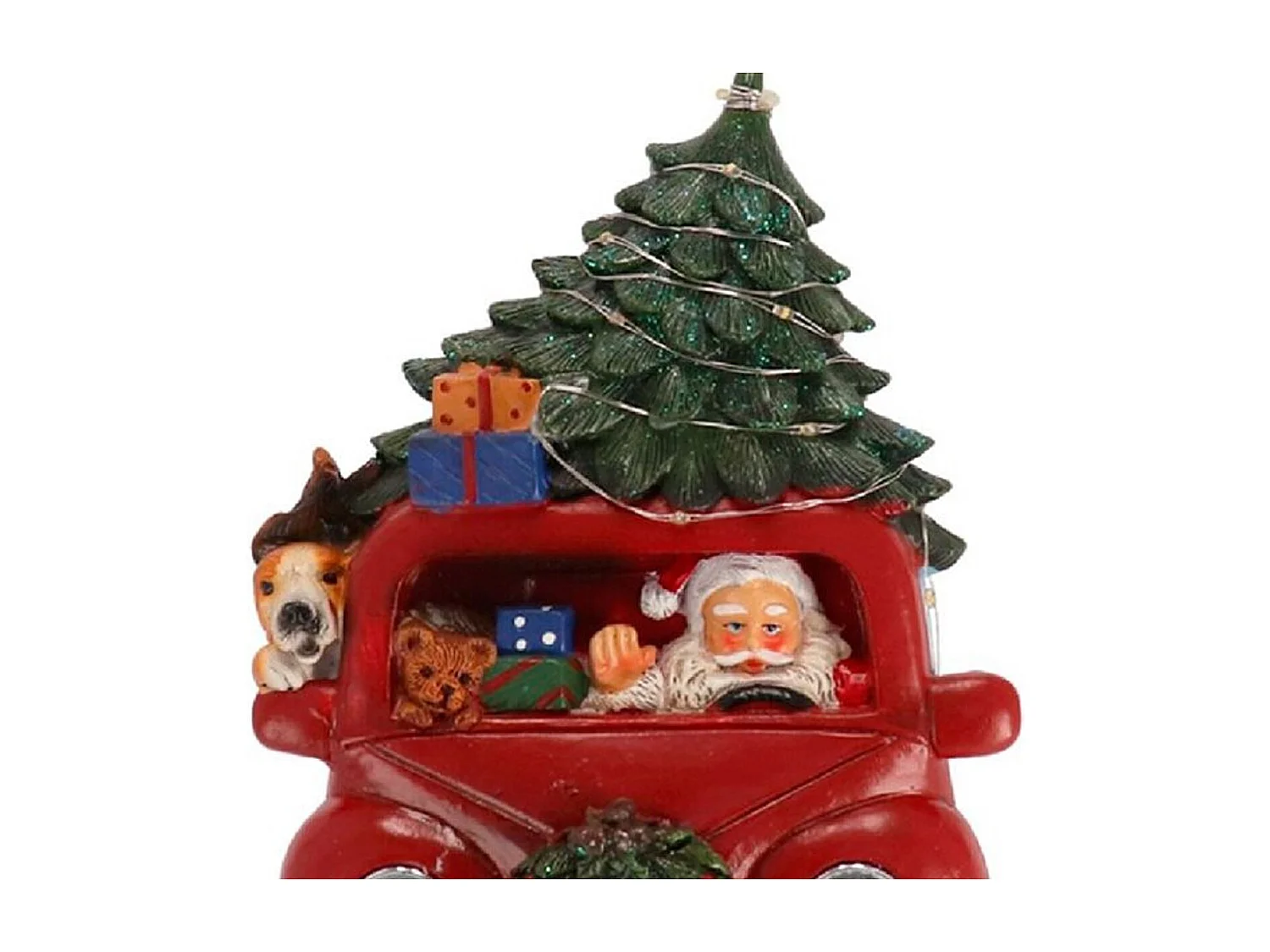 Coche Santa decorado 10 LED 17x6x23 cm