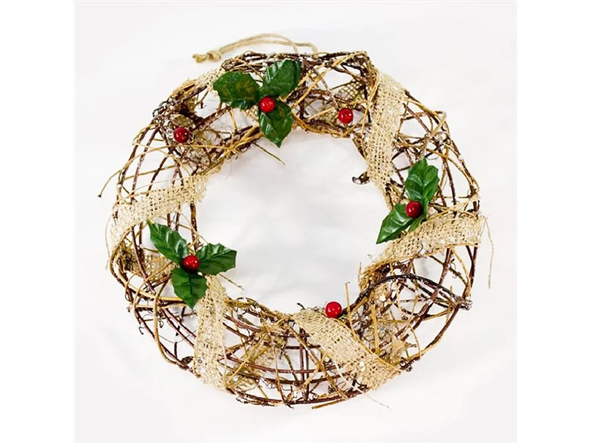 Corona navideña muérdago 25 cm