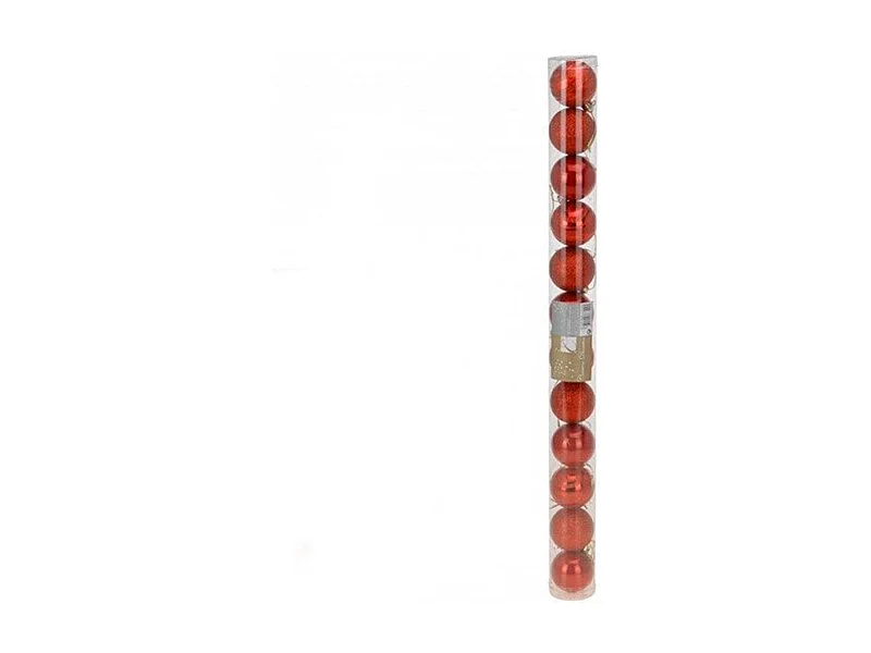 Tubo 12 bolas Navidad rojo