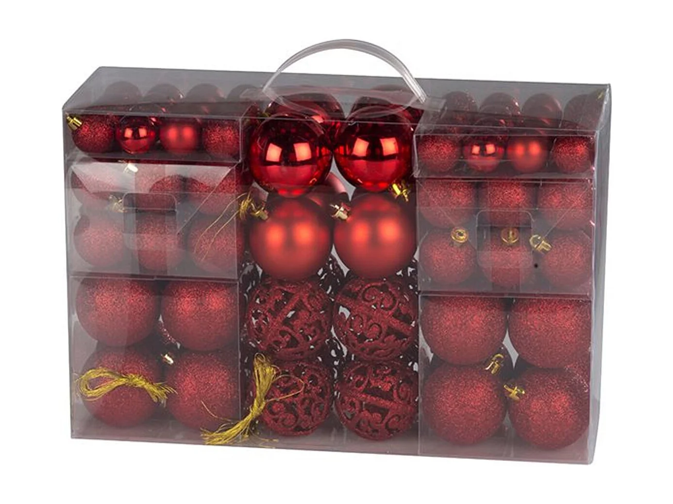 Paquete bolas de Navidad 100 piezas rojo