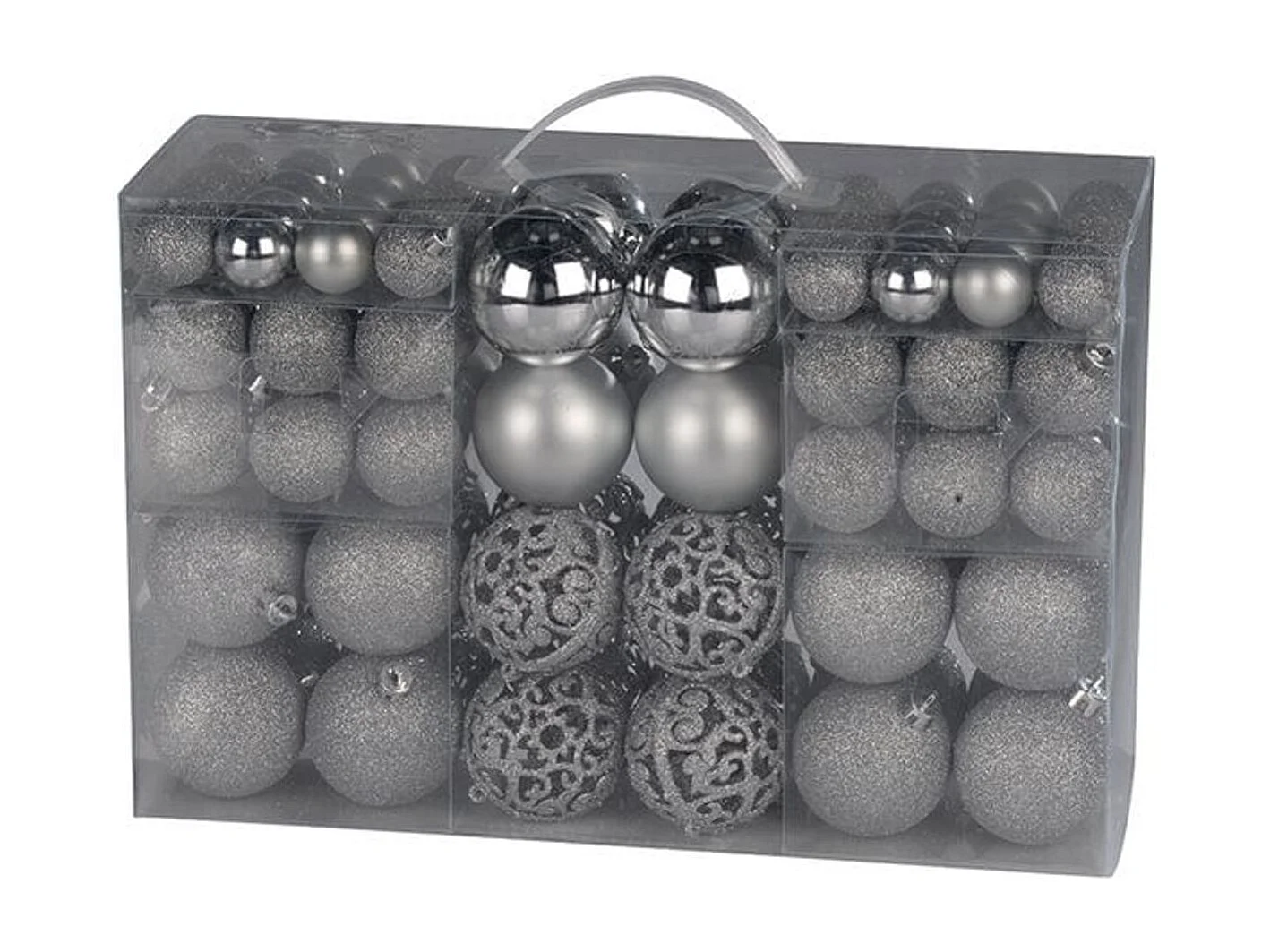 Paquete bolas de Navidad 100 piezas plata