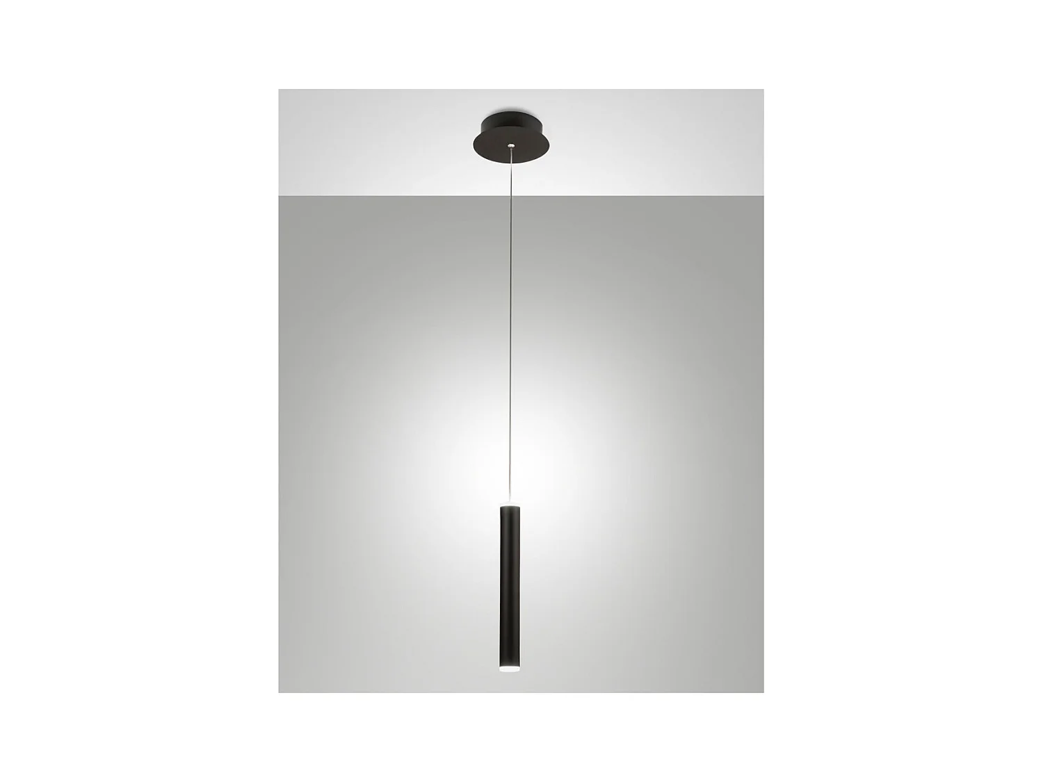 Pojedyncza czarna lampa wisząca Prado firmy Fabas Luce - ściemnialna dioda LED 6,5 W, nowoczesny design