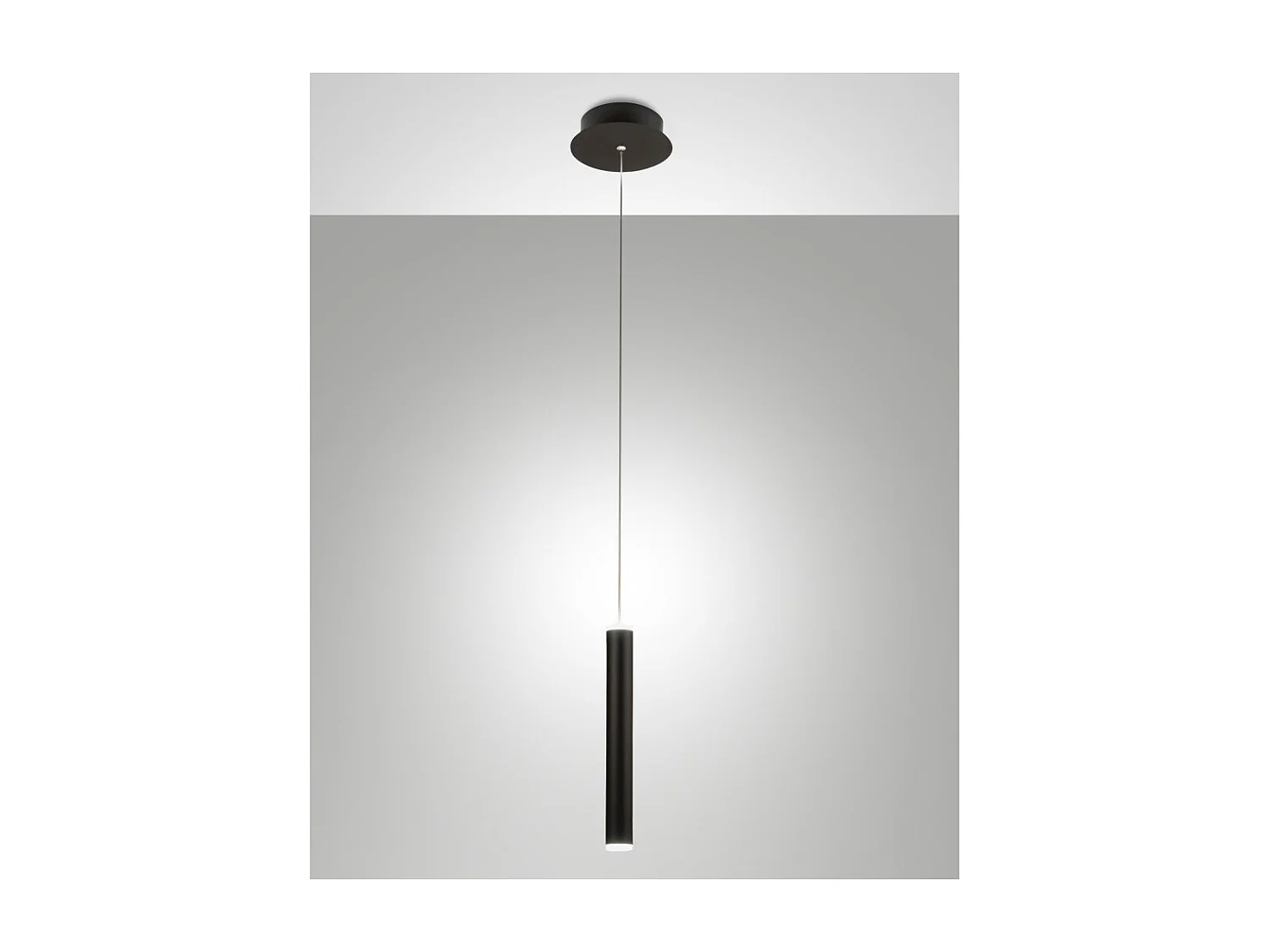 Pojedyncza czarna lampa wisząca Prado firmy Fabas Luce - ściemnialna dioda LED 6,5 W, nowoczesny design