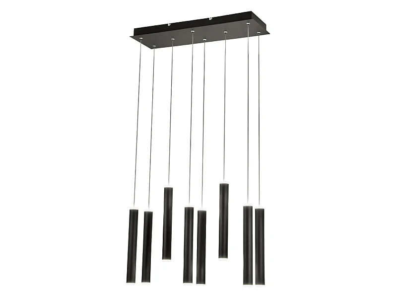 Lámpara colgante Fabas Luce Prado de 8 luces - LED regulable de 52 W - Diseño lineal negro mate