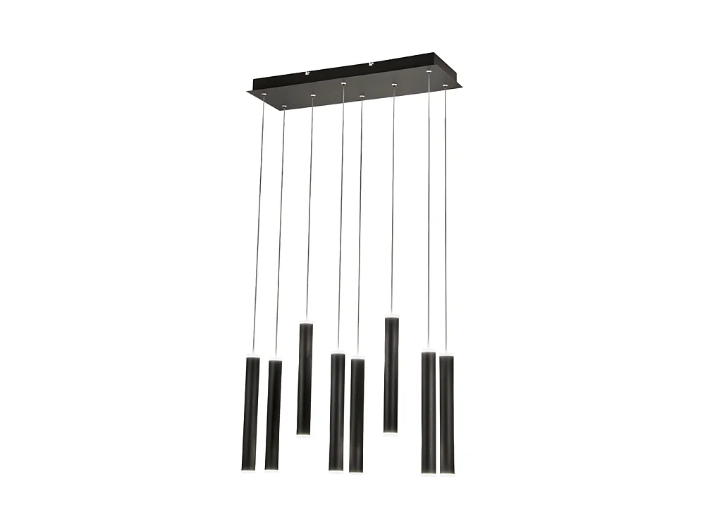 Fabas Luce Prado 8-lichts hanglamp - 52W dimbare LED - Mat zwart Lineair design