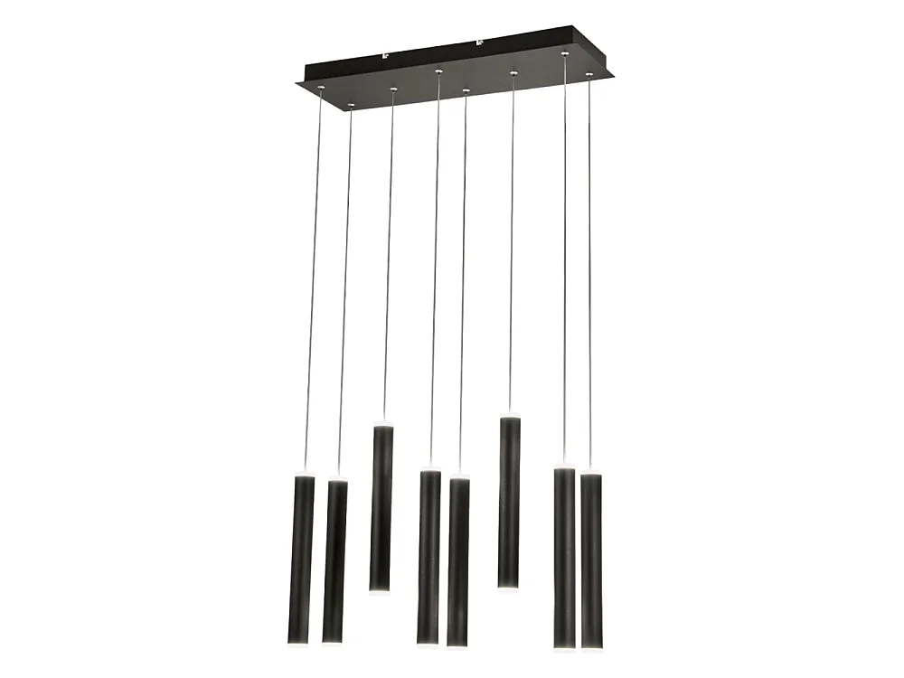 Fabas Luce Prado 8-flammige Pendelleuchte - 52W dimmbare LED - Mattschwarzes lineares Design