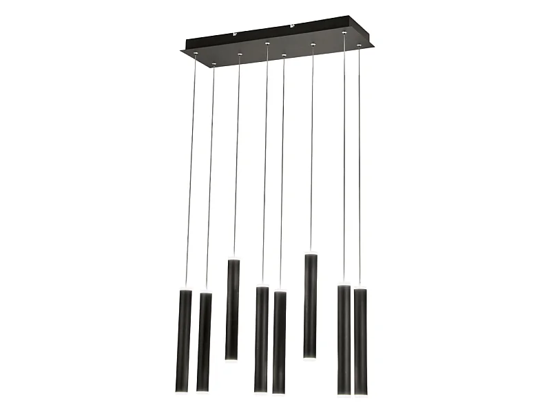 Fabas Luce Prado 8-flammige Pendelleuchte - 52W dimmbare LED - Mattschwarzes lineares Design