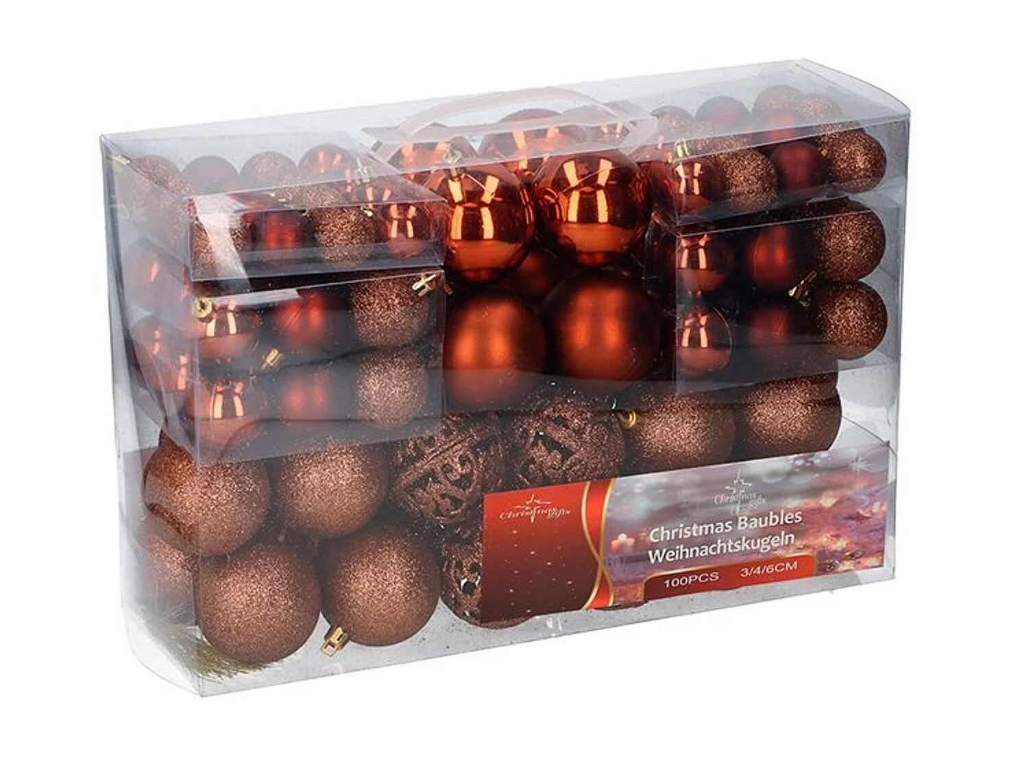 Paquete bolas de Navidad 100 piezas marrón