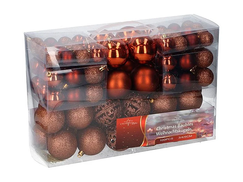 Paquete bolas de Navidad 100 piezas marrón