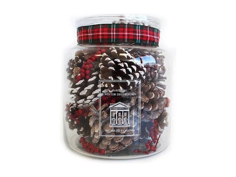 Tarro cristal piñas con lazo rojo