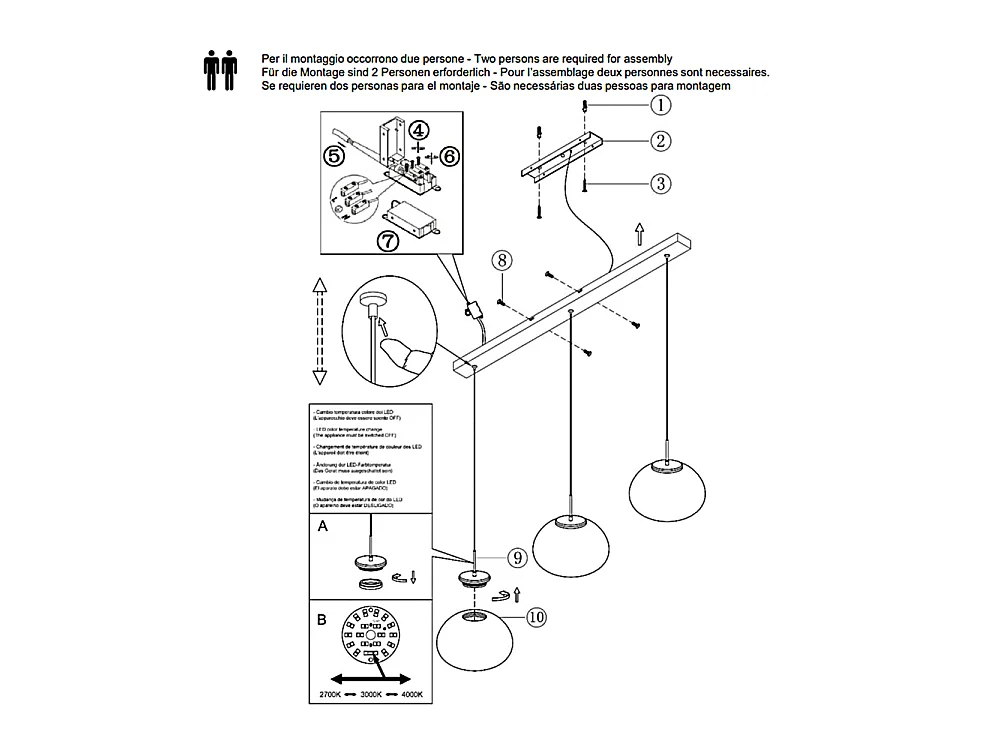 Brena - Fabas Luce 3-lichts hanglamp - 30W dimbare LED - Transparant lineair design
