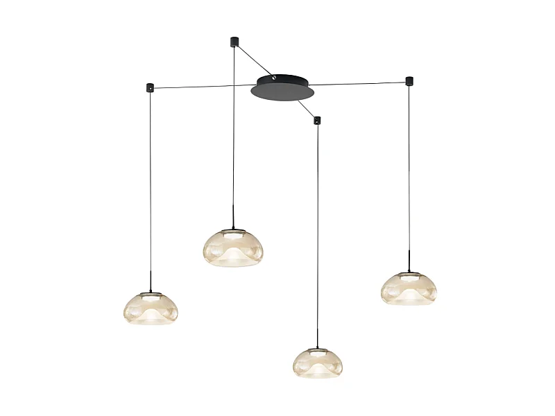 Brena - Cognacfarbene 4-flammige dezentrale Pendelleuchte - Fabas Luce - 40 W dimmbare LED - Dezentrale Montage