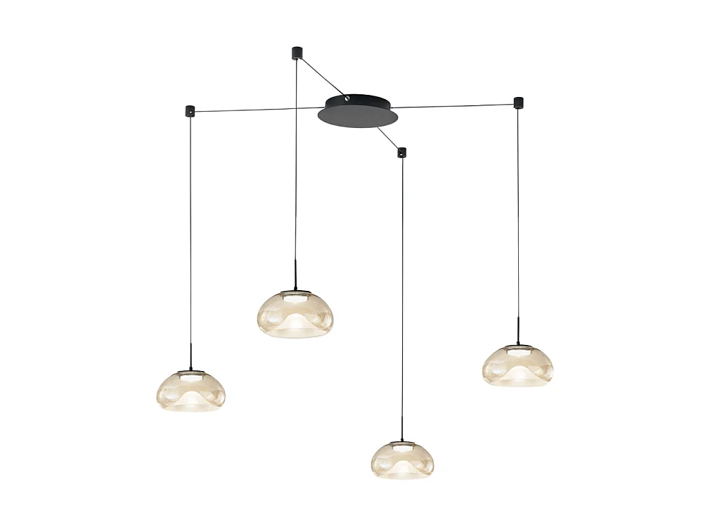 Brena - Cognac 4-lichts decentrale hanglamp - Fabas Luce - 40W dimbare LED - Decentrale montage