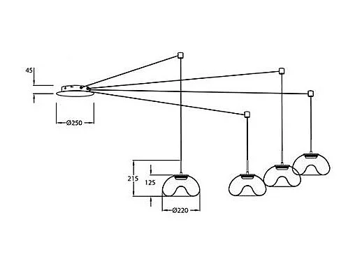Brena - Cognac 4-lichts decentrale hanglamp - Fabas Luce - 40W dimbare LED - Decentrale montage