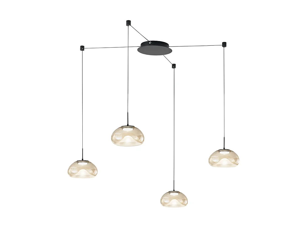 Brena - Cognac 4-lichts decentrale hanglamp - Fabas Luce - 40W dimbare LED - Decentrale montage