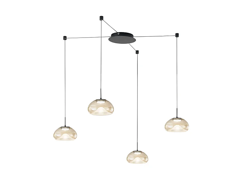 Brena - Cognacfarbene 4-flammige dezentrale Pendelleuchte - Fabas Luce - 40 W dimmbare LED - Dezentrale Montage