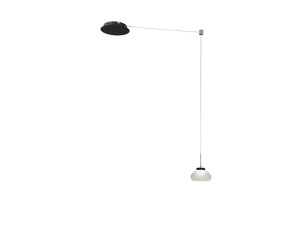 Arabella - Lampada a sospensione decentrata Bianca - Fabas Luce - LED 8W dimmerabile - Montaggio con decentramento