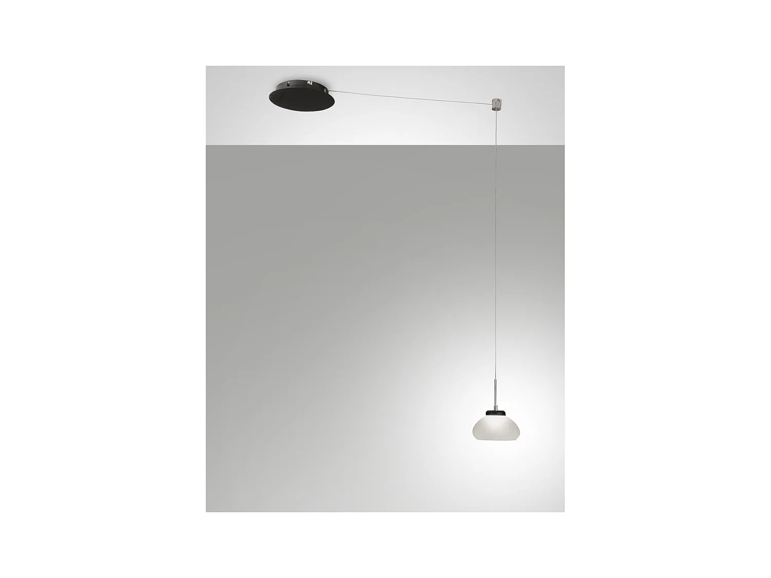 Arabella - Lampada a sospensione decentrata Bianca - Fabas Luce - LED 8W dimmerabile - Montaggio con decentramento