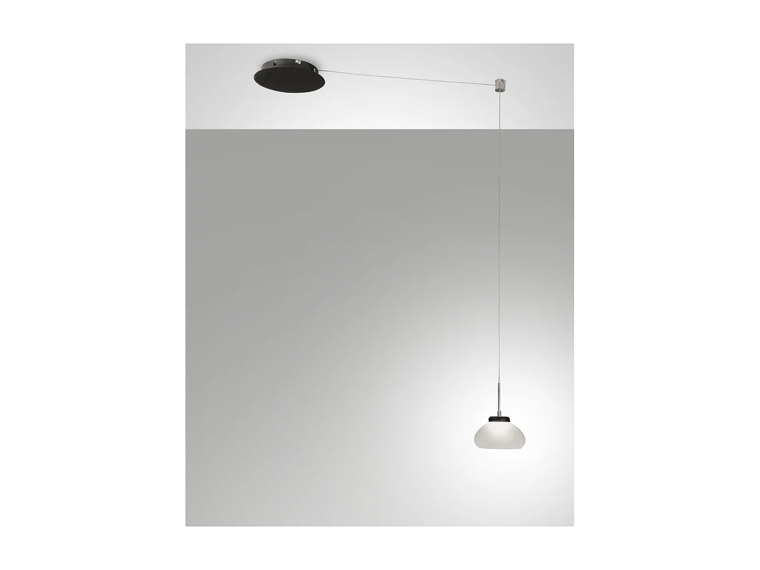Arabella - Lampada a sospensione decentrata Bianca - Fabas Luce - LED 8W dimmerabile - Montaggio con decentramento