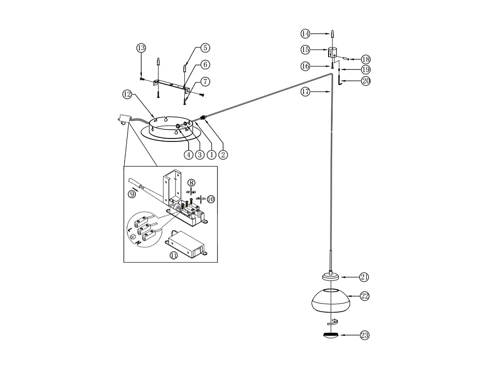Arabella - Lampada a sospensione decentrata Bianca - Fabas Luce - LED 8W dimmerabile - Montaggio con decentramento