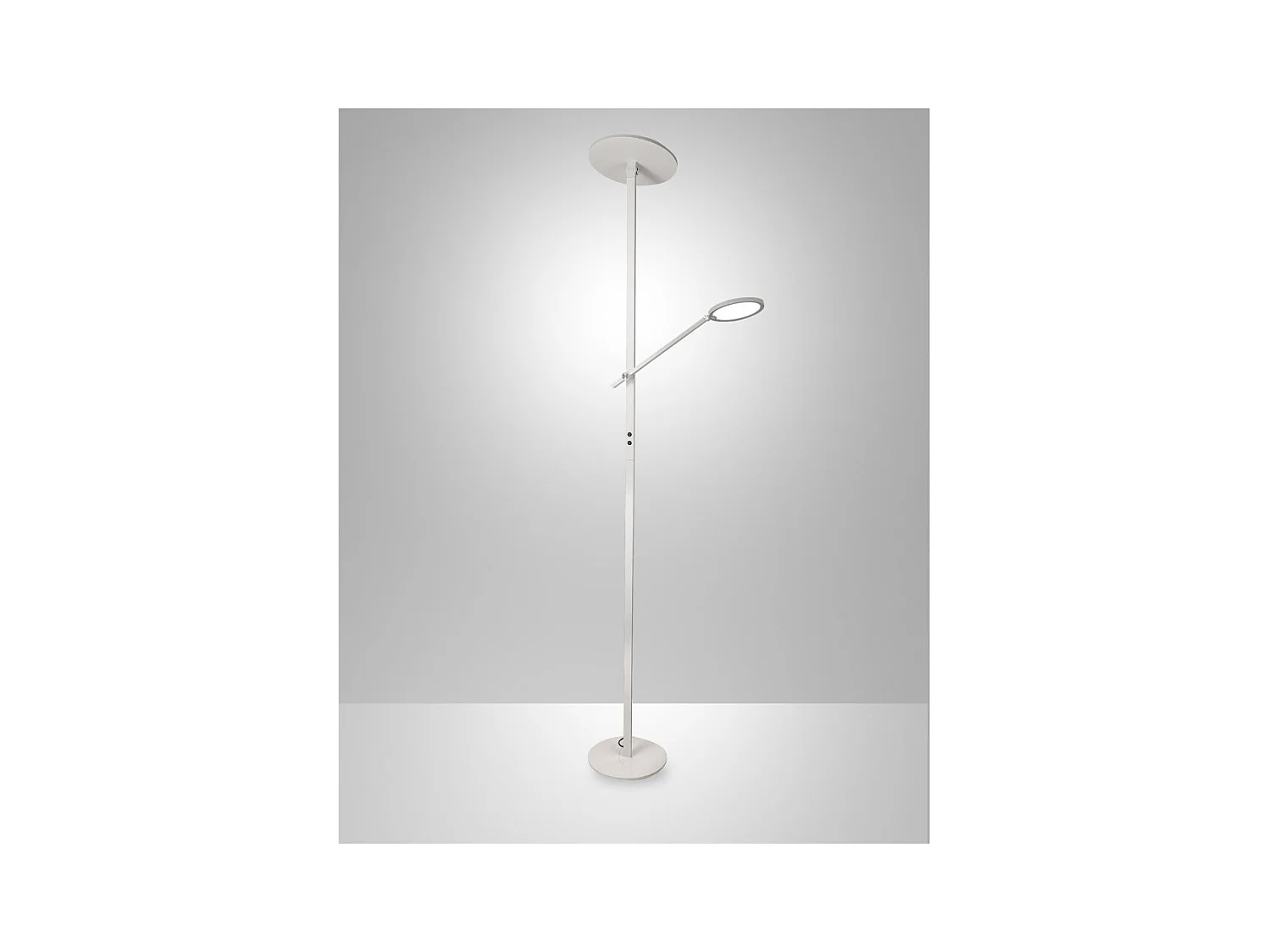 Regina - Lampadaire LED blanc en métal H.180 cm Fabas Luce - 2 lumières de 36W et 12W avec LED intégrée 3000K