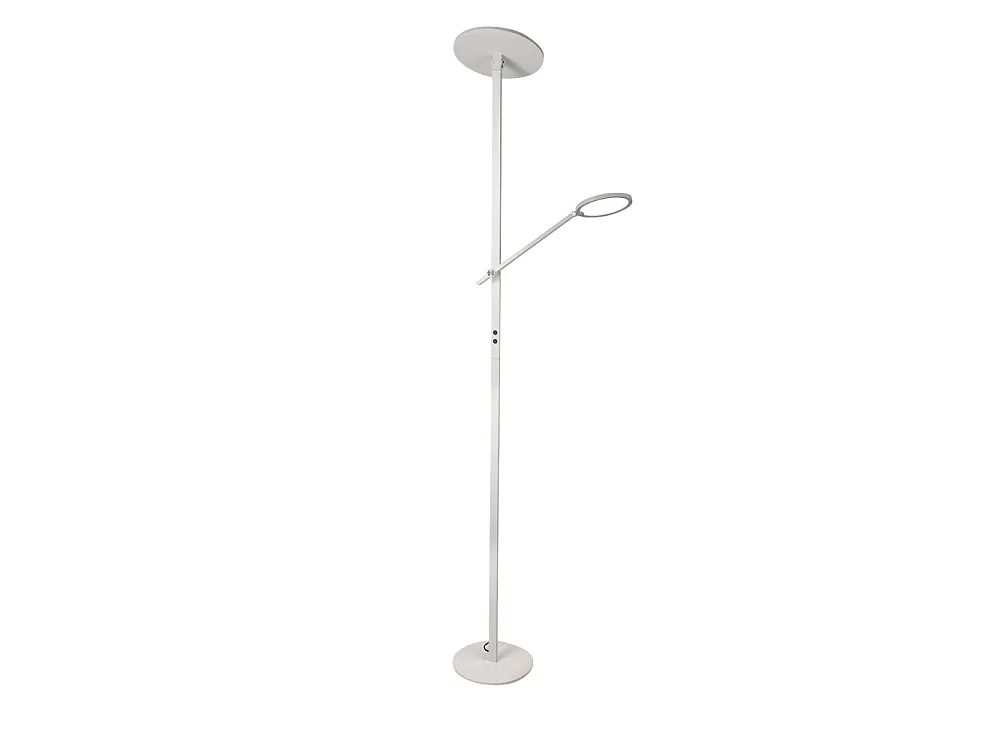 Regina - Lampadaire LED blanc en métal H.180 cm Fabas Luce - 2 lumières de 36W et 12W avec LED intégrée 3000K