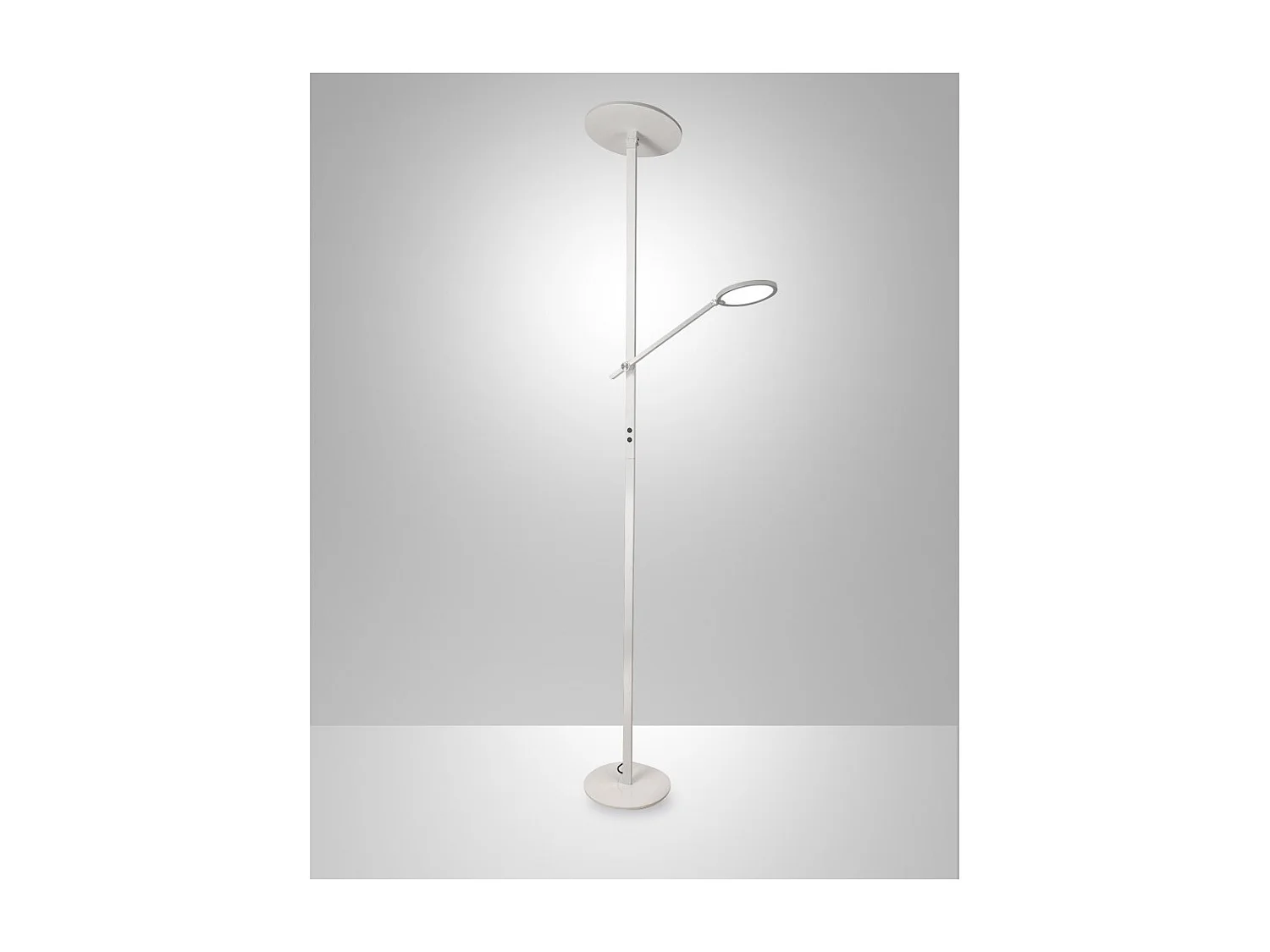 Regina - Lampadaire LED blanc en métal H.180 cm Fabas Luce - 2 lumières de 36W et 12W avec LED intégrée 3000K