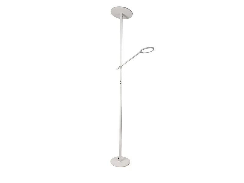 Regina - Piantana a Led Bianca in metallo H.180 cm Fabas Luce - 2 luci da 36W e 12W a led integrato 3000K