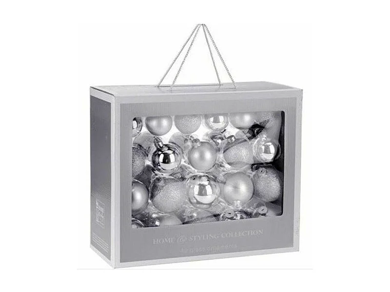 Set decoración navideña 42 bolas plata