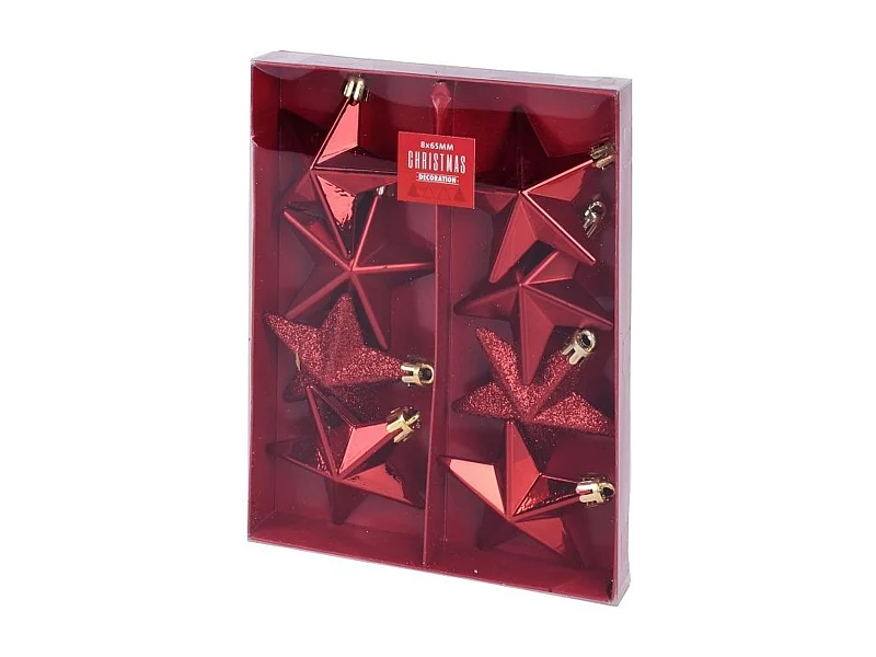 Set de adornos navideños en rojo 8 piezas