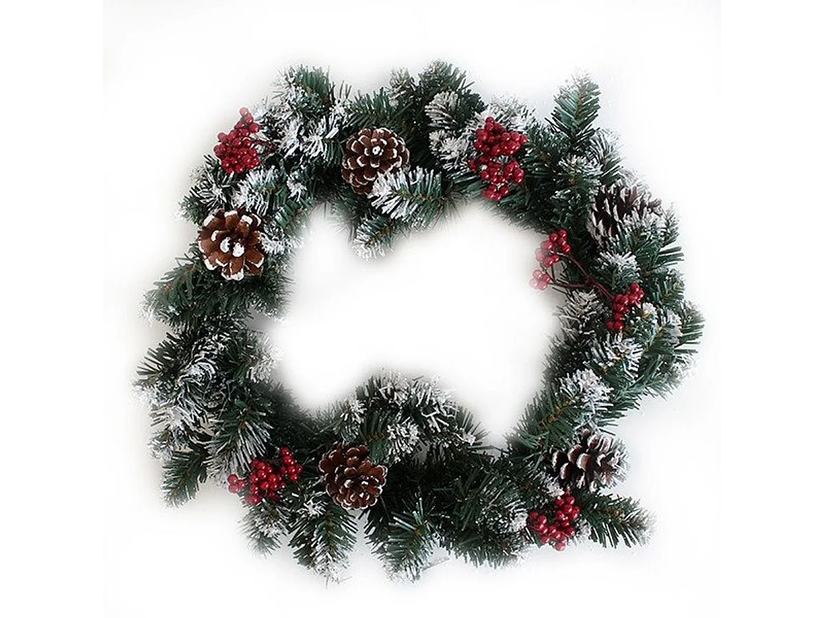 Corona navideña piñas blancas