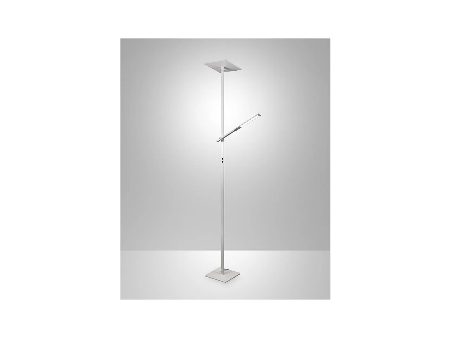 Idéal - Lampadaire LED blanc en métal H.180 cm Fabas Luce - 2 lumières de 40W et 8W avec LED intégrée 3000K