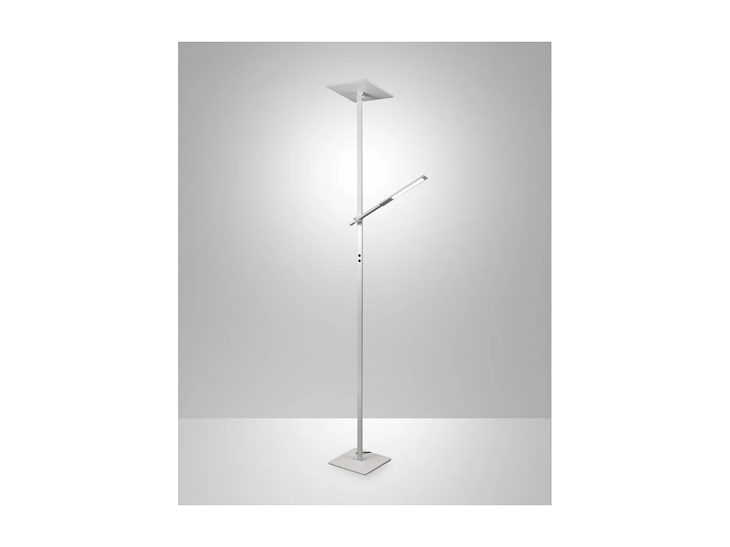 Idéal - Lampadaire LED blanc en métal H.180 cm Fabas Luce - 2 lumières de 40W et 8W avec LED intégrée 3000K