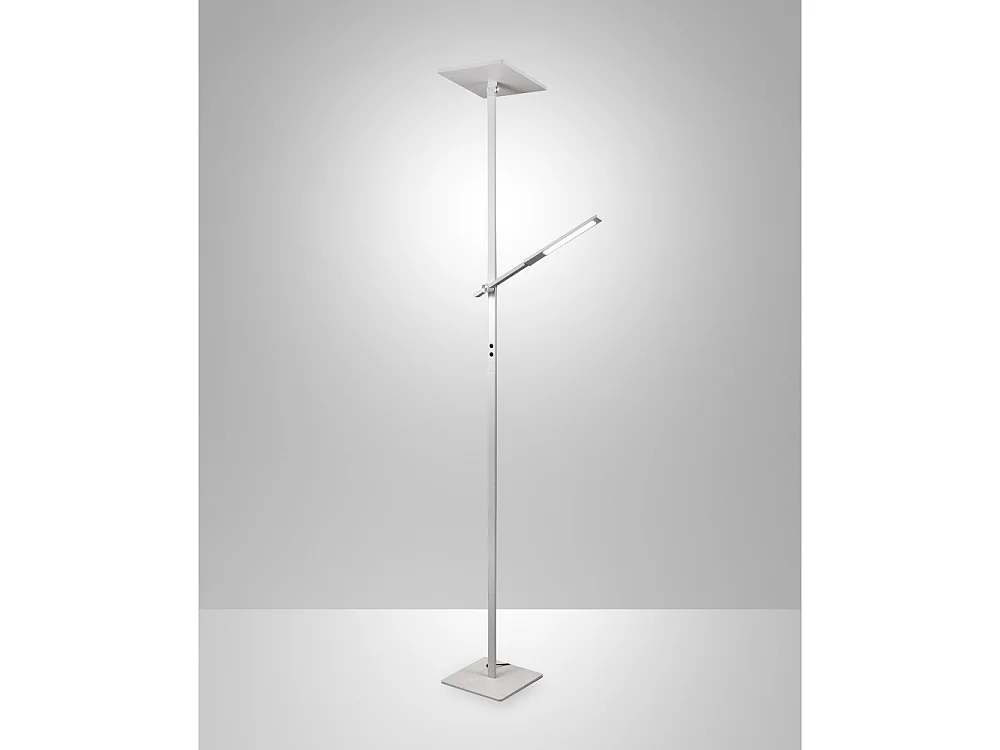 Ideal - Witte LED metalen vloerlamp H.180 cm Fabas Luce - 2 lampen van 40W en 8W met geïntegreerde LED 3000K