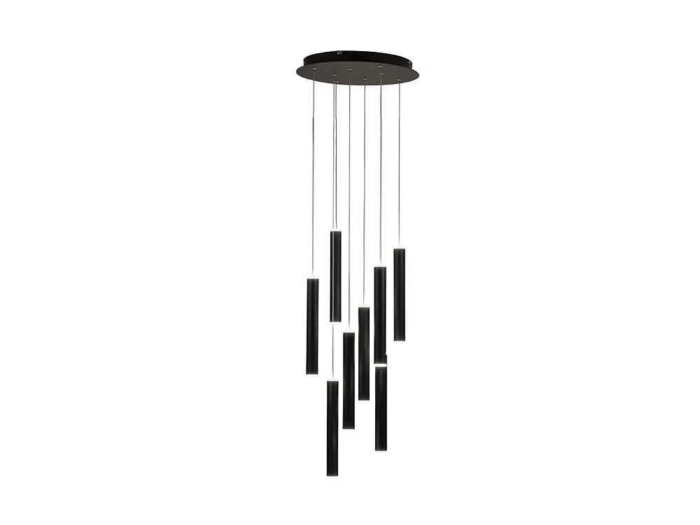 Suspension circulaire Fabas Luce Prado 8 lumières – LED 52 W à intensité variable – Rosace ronde noire mate