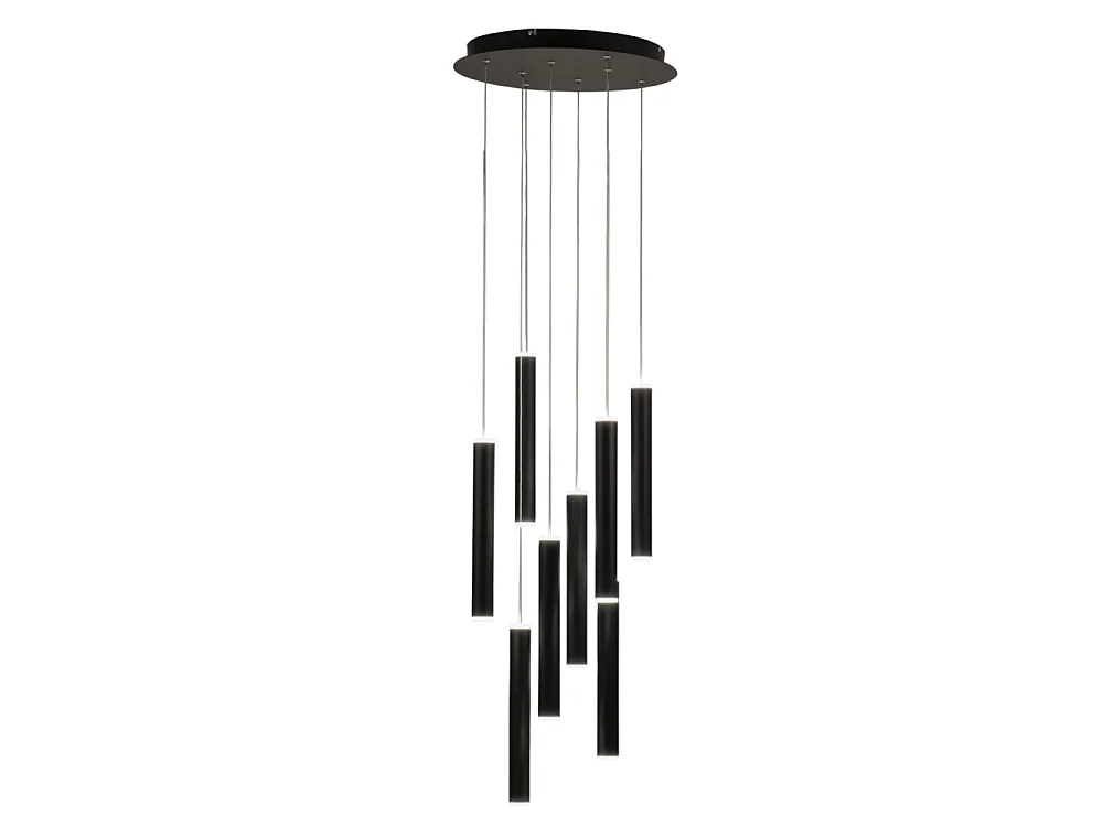 Fabas Luce Prado 8-lichts ronde hanglamp - 52W dimbare LED - Matzwarte ronde plafondrozet