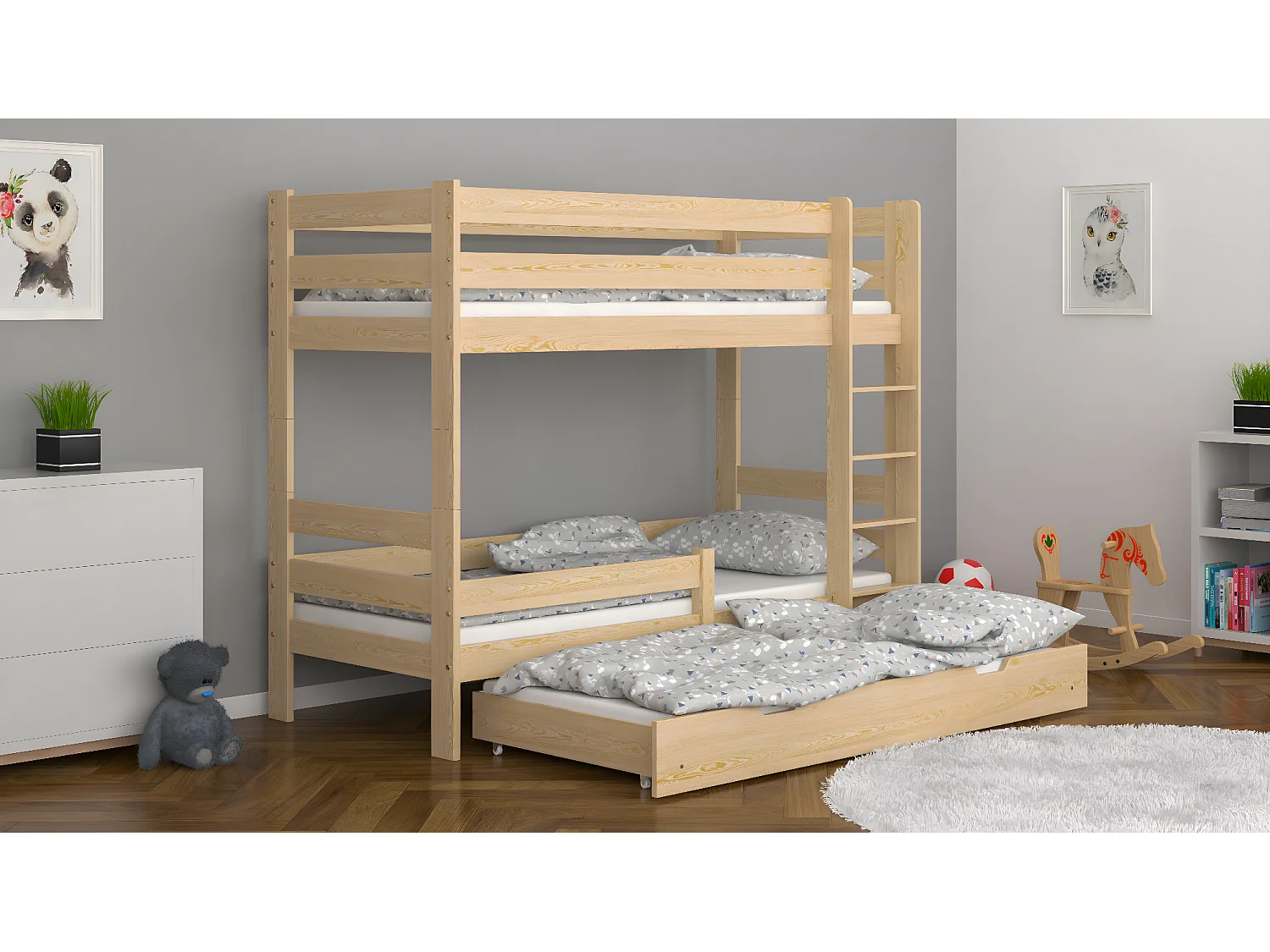 Lit superposé en pin massif 190x80 Naturel