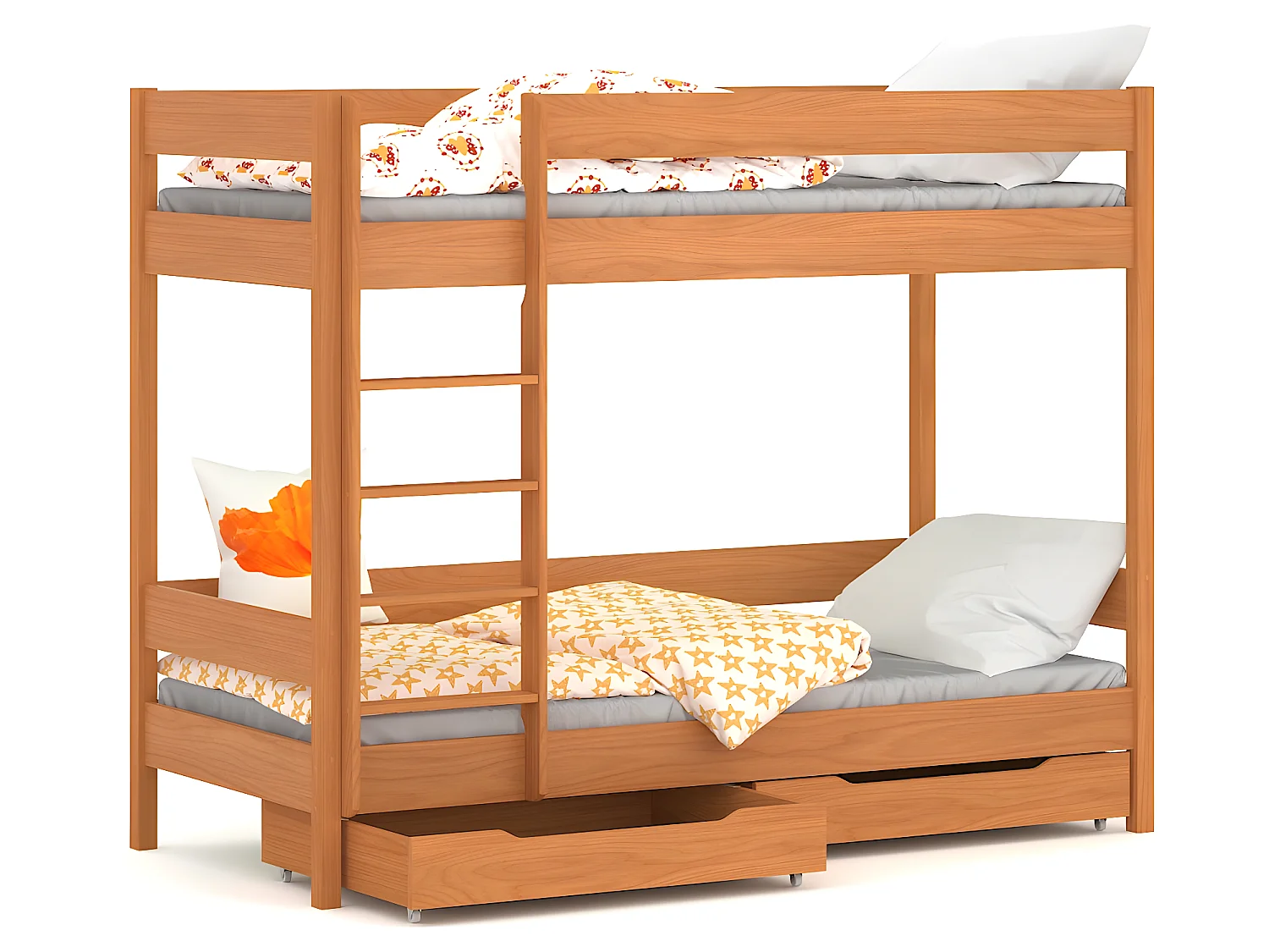 Lit superposé en pin massif 180x80 Teck